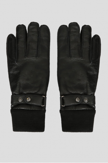 Мужские черные кожаные перчатки  - 4