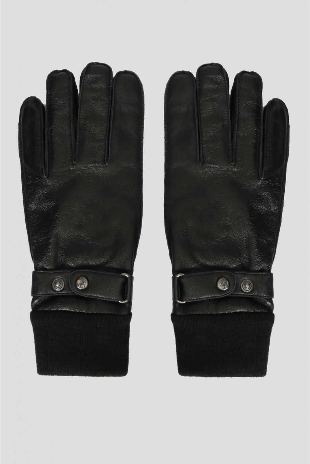 Мужские черные кожаные перчатки  - 1