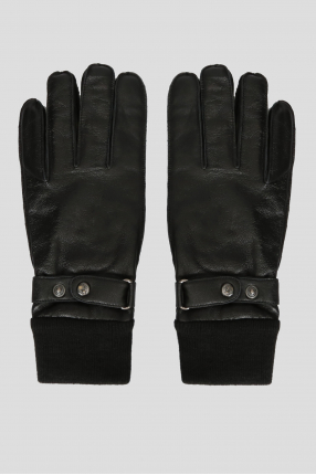 Мужские черные кожаные перчатки 