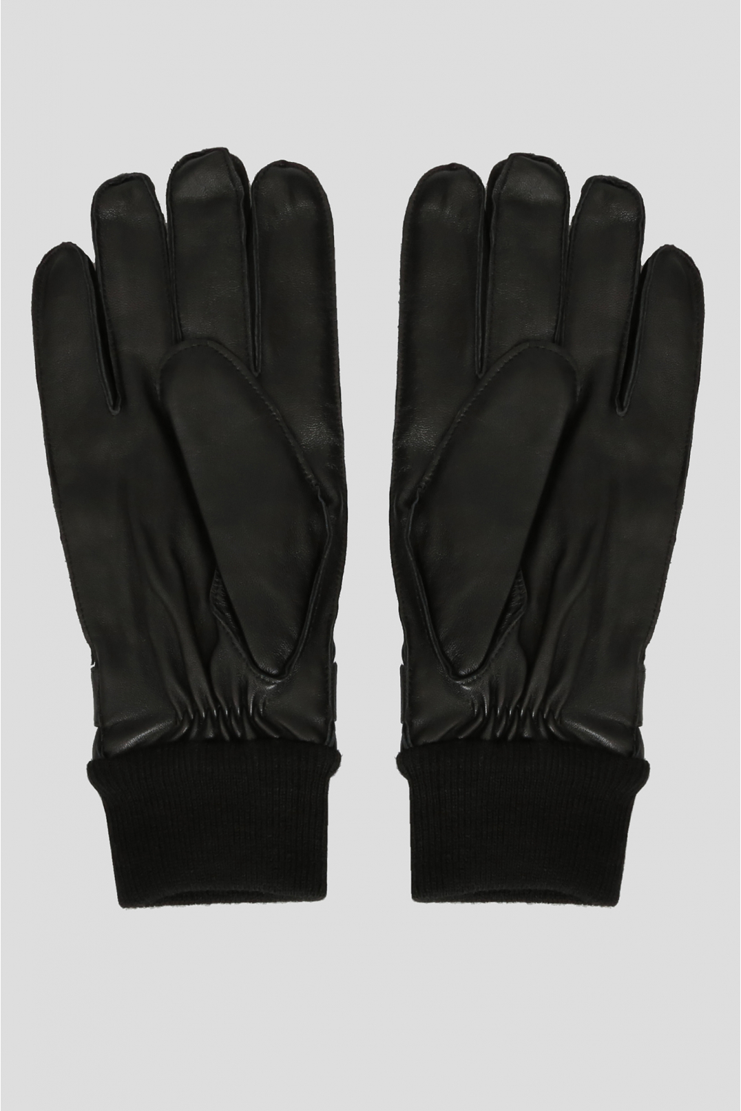 Мужские черные кожаные перчатки  - 2