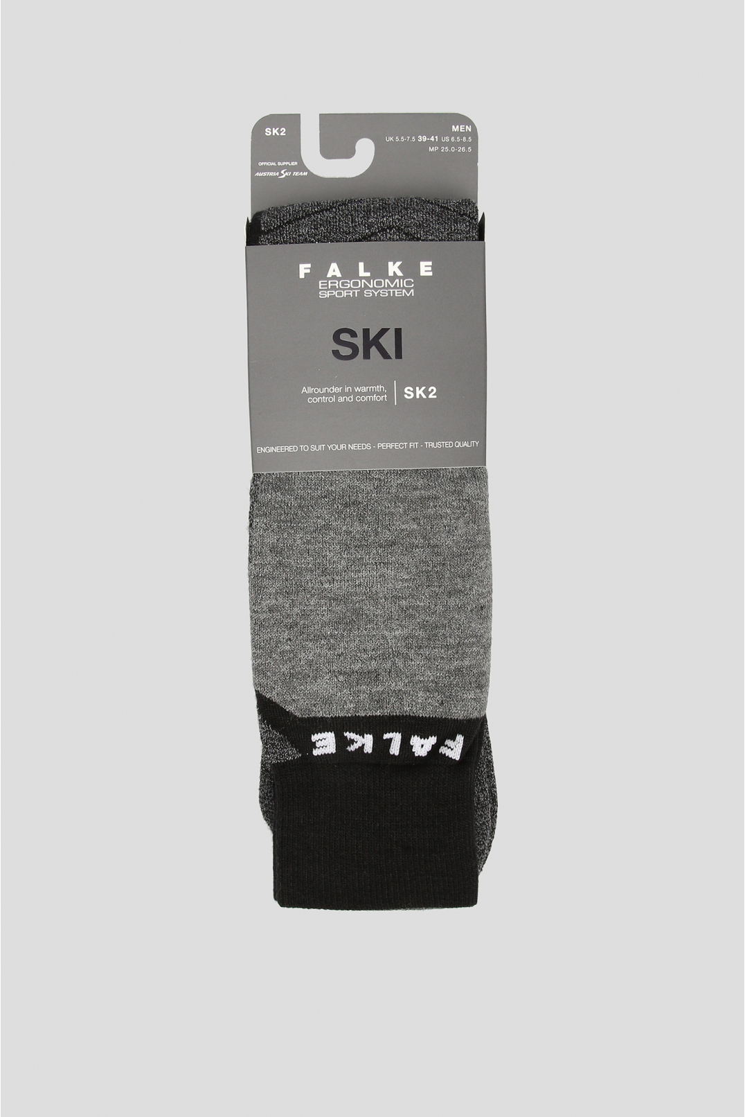 Мужские серые  лыжные носки с узором SK2 - 1