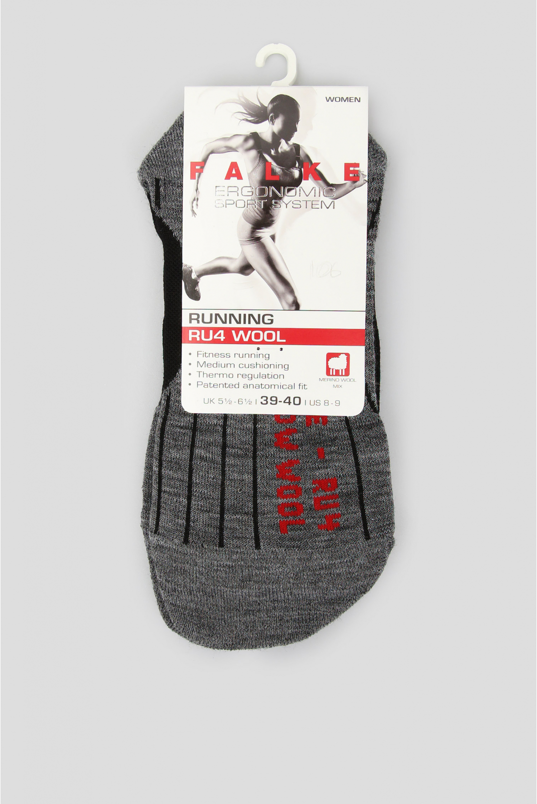 Жіночі сірі шкарпетки для бігу RU4 WOOL - 1