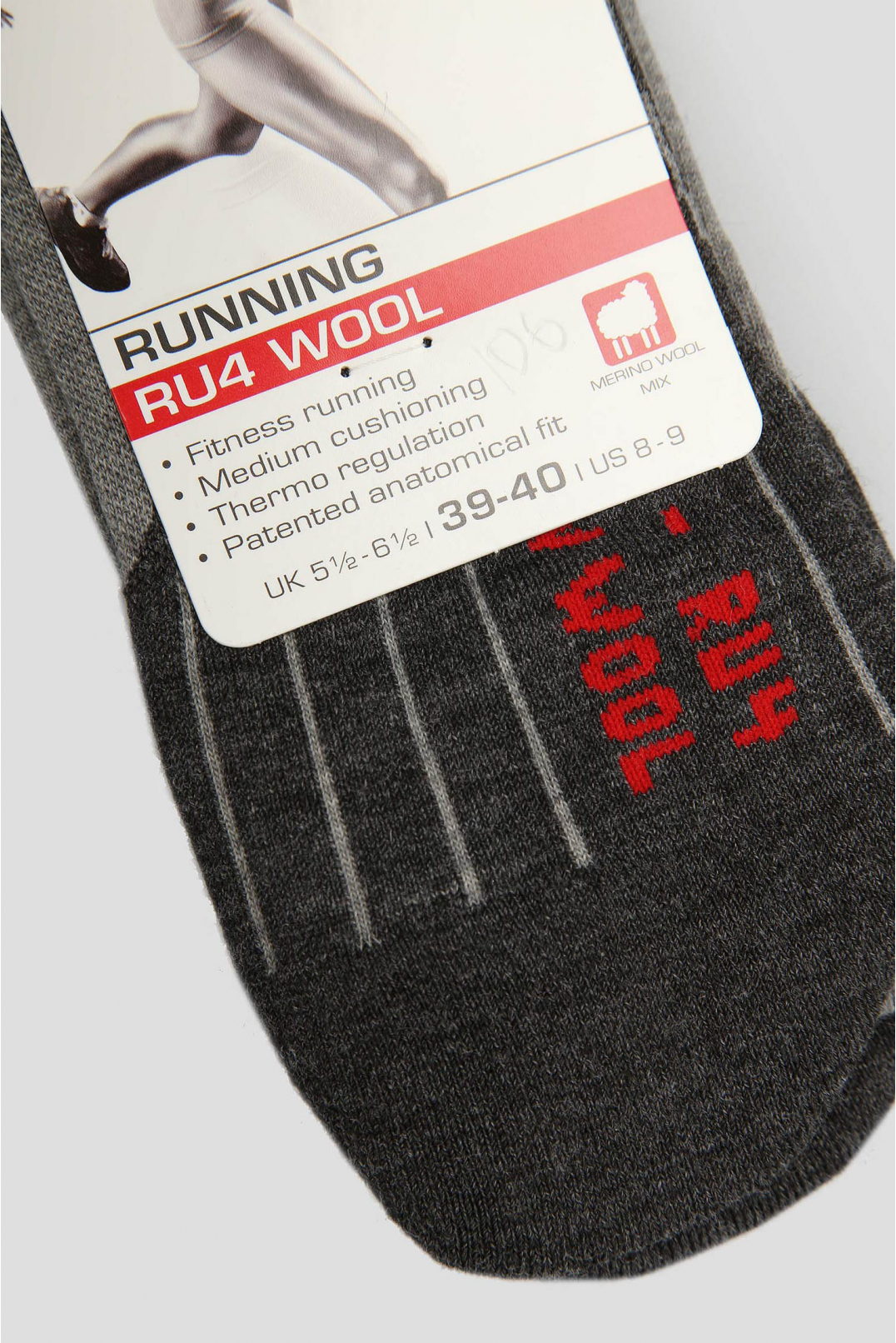 Женские серые носки для бега RU4 WOOL - 3